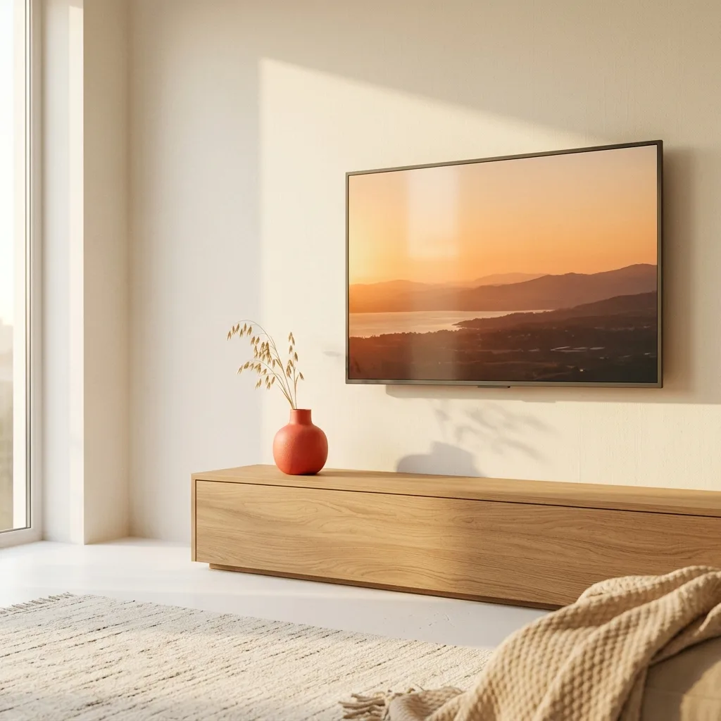 Smart TV mockup displaying premium IPTV interface